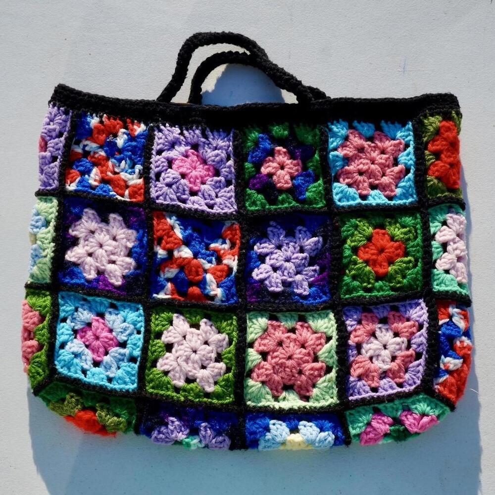 Handmade Crochet Granny Square Tote Bag